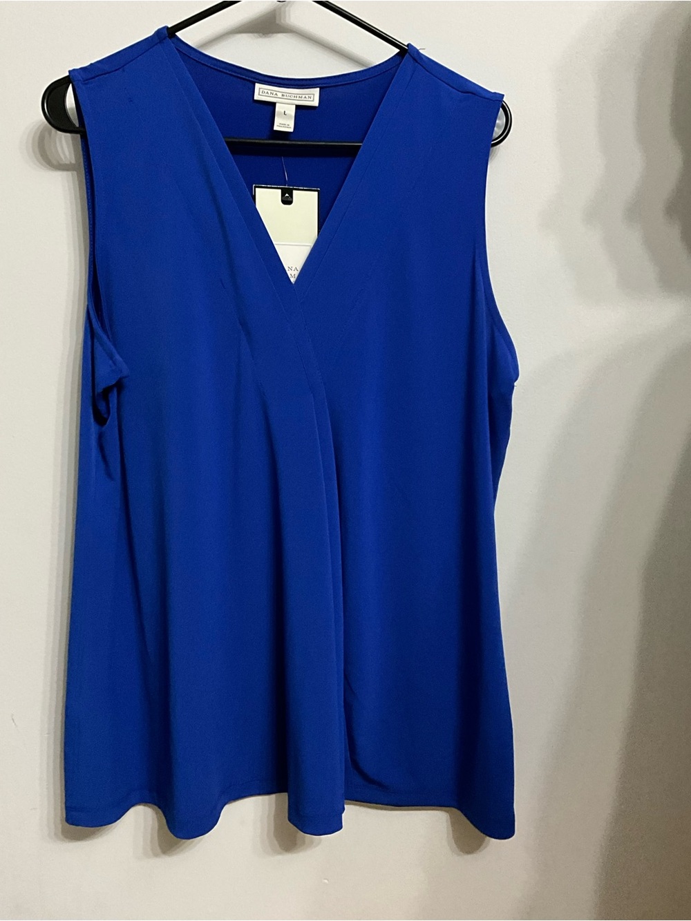 Dana Buchman Sleeveless V-Neck Cobalt Blue Blouse